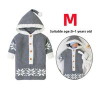 Gigoteuse en Tricot à Capuche - Gris - Taille M - Sac de Couchage pour Bébé - 0-12 mois 0-12 mois