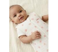 Gigoteuse été ouverture centrale personnalisable gaze de coton NOEUDS blanc imprimé 18/36M