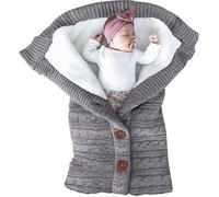 Gigoteuse + gants poussette gris moyen bébé, maille hiver, couverture nouveau-né