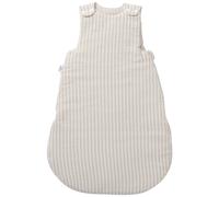 Gigoteuse ouatinée en gaze de coton beige rayé galet (0-6 mois)