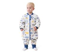 Gigoteuse pour bébé avec jambes, manches amovibles et doublure chaude pour l'hiver Unisexe pour fille et garçon (motif avion bleu, taille 18-36 mois (stature 85-95 cm))