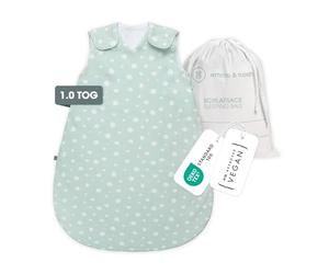 Gigoteuse premium pour bébé version été, confortable et thermoactive, 100% coton bio, certifiés OEKO-TEX, moelleuse, liberté de mouvement, 1,0 TOG, par emma & noah (Points Menthe, 110 cm)