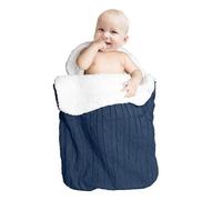 Gigoteuse Tricotée Pour Bébé, Laine D'agneau, Lange Multifonction, Couverture Douce Et Chaude, 68 X 38 Cm, Blanc, Bleu Foncé, Gris Clair