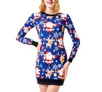 Gigquake Robe Noel Femme Chic- Robe Pull Noel Soiree -Mère Sweat de Noel Femme Sexy- Deguisement Tenue Dimanche Hiver Automne Moche Cocktail Manche Longue Vintage Christmas Dress Décontractée