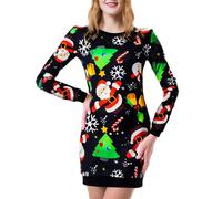 Gigquake Robe Noel Femme Chic- Robe Pull Noel Soiree -Mère Sweat de Noel Femme Sexy- Deguisement Tenue Dimanche Hiver Automne Moche Cocktail Manche Longue Vintage Christmas Dress Décontractée