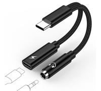 GiGreen Adaptateur et charge USB C vers jack 2 en 1 USB type C vers jack 3,5 mm pour casque audio USB C vers charge rapide, audio auxiliaire pour Samsung Galaxy S24 S23 A55 A35 A15, iPhone 16 Pro Max,