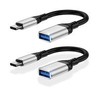 GiGreen Lot de 2 adaptateurs USB C vers USB, adaptateur USB 3.0 Samsung OTG, câble USB femelle vers USB C OTG compatible avec iPhone 17/16/15 Pro Max, Galaxy S25/A55 Ultra, iPad Mini, MacBook Pro/Air