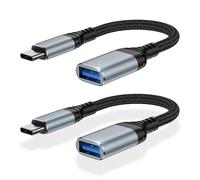 GiGreen Lot de 2 adaptateurs USB C vers USB, type C vers USB 3.0, câble OTG compatible avec iPhone 16/15 Pro Max, Samsung Galaxy S25/S24/S23/S22 Ultra, iPad mini, MacBook Pro/Air, Huawei