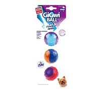 GiGwi Lot de 3 balles couinantes interactives à mâcher pour Chiens - Balle en Caoutchouc Souple et Durable - Petite Taille