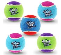 Gigwi Lot de 5 balles de tennis couinantes pour chien de petite et moyenne taille - 6,3 cm - Jouet en caoutchouc coloré à rebond élevé