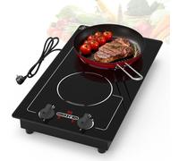 GIHETKU plaque induction 2 feux,220V 3000W avec écran tactile LED, 9 niveaux de puissance, sécurité enfant et minuterie, protection contre la surchauffe, bouton rotatif et commande tactile