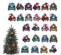 Gihioue Calendrier de Noël de l'Avent - 24 jours de Noël 2D en acrylique - Pendentif de voiture 2025 - Décoration pour chambre à coucher, porte, branches, mur, cheminée, fenêtre, entrée
