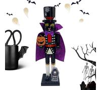 Gihioue Casse-Noisettes Halloween en Bois 35 cm - Figurine Épouvante Chat Noir et Sorcière pour Bureau - Décor Halloween Enfant Adolescent Bureau Étagère Table de Chevet Salon
