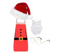 Gihioue Costume de Père Noël pour | Set Barbe Lunettes Saint Nicolas - Déguisement Adulte Chapeau Tablier Accessoires - Déguisement Fêtes Cosplay Jeu de Rôle Vacances