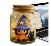 Gihioue Figurine décorative en verre pour Halloween, figurine de sorcière avec chat et chapeau - Point central pour Halloween, salle de bain, photographie, chambre à coucher, entrée, cuisine, salon