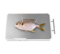 Gihioue Planche à découper - En acier inoxydable - Grand format et antidérapante - Avec poignée légère - Pour la maison, l'appartement, le restaurant, le barbecue, la viande, le poisson, la