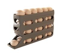 Gihioue Rangement à œufs pour réfrigérateur - 4 étages - Roulant automatique - Capacité de 30 œufs - Boîte antidérapante pour la cuisine et le pique-nique