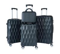 gihusrzx Lot de 5 valises de 35,6 cm, 50,8 cm, 61 cm, 71 cm, différentes tailles, grande coque rigide, étanche, poignée télescopique, roue rotative, serrure TSA, Noir , 4pcs