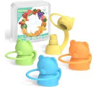 Giichen Lot de 4 couvercles de pochettes alimentaires en silicone sans BPA pour bébé, pochette de qualité alimentaire pour tout-petits, protège la bouche des enfants (bleu, vert, jaune, orange)