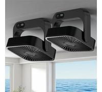 GIIKNEW Cruise Essentials 2025 Lot de 2 ventilateurs magnétiques approuvés pour bateau de croisière, 5 000 mAh, 5 vitesses, à coller magnétiquement sur les plafonds et les murs de la cabine, noir