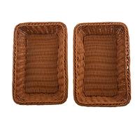 Giilayky 2 PièCes SéRies Panier Rectangulaire pour Table ou PréSentoir pour Pain, Fruits et LéGumes Paniers en Osier pour MarchéS, Boulangerie