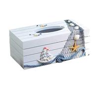 Giilayky Boîte À Mouchoirs Style Méditerranéen Marine - Couverture en Bois pour Serviettes en Papier et Papier Toilette - Décoration