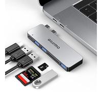 GIISSMO Hub USB C 6 en 2 MacBook Adaptateur avec Ports Thunderbolt 3，3 * USB 3.0, Lecteur de Carte SD/TF, Aluminium Gris sidéral pour MacBook Pro M1 2016-2020, MacBook Air M1 2018-2020 13 "15" 16"