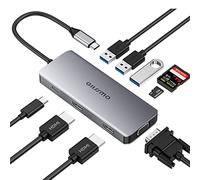 GIISSMO Hub USB C 9 en 1, Station d'accueil USB-C Triple écran, Adaptateur multiport avec Double 4K HDMI VGA 1080p, 3 USB 3.0-100 W PD et Lecteur de Carte TF/SD pour MacBook Pro/Air et Windows