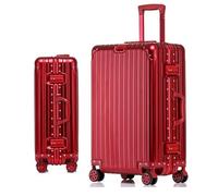 GIIYOEW Valise en Aluminium Grand Bagage à Main Valise légère à Cadre Rigide avec Serrure de Mot de Passe TSA, Pas de Bagages à Fermeture éclair,Rouge,20in