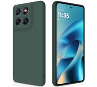 GiiYoon Coque pour Motorola Moto G67/G77/G87 5G Case en Silicone, Etui de Protection Antichoc Etui Housse Silicone Ultra-Mince avec Couche Intérieure en Fibre et Protection pour Caméra, Vert