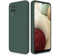 GiiYoon Coque pour Samsung Galaxy A12 4G/5G/M12 Case en Silicone, Etui de Protection Antichoc Etui Housse Silicone Ultra-Mince avec Couche Intérieure en Fibre et Protection pour Caméra, Vert