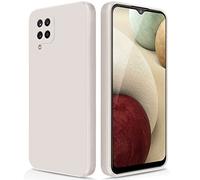 GiiYoon Coque pour Samsung Galaxy A12 4G/5G/M12 Case en Silicone, Etui de Protection Antichoc Etui Housse Silicone Ultra-Mince avec Couche Intérieure en Fibre et Protection pour Caméra, Blanc