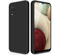 GiiYoon Coque pour Samsung Galaxy A12 4G/5G/M12 Case en Silicone, Etui de Protection Antichoc Etui Housse Silicone Ultra-Mince avec Couche Intérieure en Fibre et Protection pour Caméra, Noir
