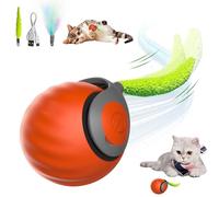 GIJIVCOZ Balle interactive pour chat avec attache plume Orange