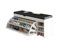 GIJMZY Banc à Chaussures Banc Ottoman en Cuir PU, Meuble de Rangement for Chaussures, étagère à Chaussures avec sièges, Tabouret à Langer, Banc for entrée(White,L100 W30 H51cm)