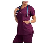 GIJMZY Blouse Medicale Femme Vêtements de Lavage des Mains à Manches Courtes for Bloc opératoire, Hauts for Femmes, Salopettes, Blouses d'infirmière et de Chirurgien, Salopettes(Color7,XXXL)