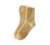 GIJMZY Chaussettes Moelleuses Chaussettes En Molleton De Vison For Femmes, 3 Pièces, Chaussettes D'automne Et D'hiver, Noires, À Mi-tube, Épaisses Et Chaudes(Cream yellow)