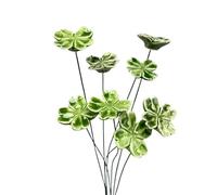 GIJMZY Green Four-Leaf Clover Ceramic Flowers Symbolize Luck, Hope, Faith & Love. Hand-Molded, Eternal Lucky(12 Four-Leaf Clove)