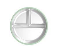 GIJMZY Plateau Inox Assiette Divisée En Acier Inoxydable Avec Ventouse En Silicone, Assiette Alimentaire Antidérapante Et Résistante À La Chaleur(Green)