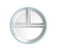 GIJMZY Plateau Inox Assiette Divisée En Acier Inoxydable Avec Ventouse En Silicone, Assiette Alimentaire Antidérapante Et Résistante À La Chaleur(Blue)