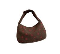 GIJMZY Sac Velours Cotelé Femme Petit sac à main en velours côtelé for femme, joli fourre-tout à imprimé fraise, sac fourre-tout en tissu demi-lune, mini sac à bandoulière(Coffee)