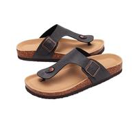 GIJMZY Women's Cork Flip Flops Soft Flat Sandals Summer Beach Unisex Comfort House Thong Slide(Black,40)