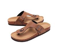 GIJMZY Women's Cork Flip Flops Soft Flat Sandals Summer Beach Unisex Comfort House Thong Slide(Brown,40)