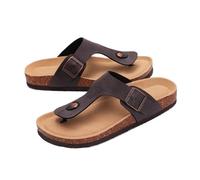 GIJMZY Women's Cork Flip Flops Soft Flat Sandals Summer Beach Unisex Comfort House Thong Slide(Deep Brown,39)