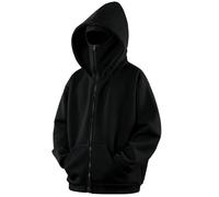 GIJOVANA Sweats à Capuche Homme avec Zippé Cagoule Moto Veste Polaire Chaude Sweatshirt Capuche Balaclava Hoodie Manches Longues Automne Hiver
