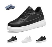 GiJQFCb Baskets décontractées pour homme - 6,9 cm de haut - Invisible - Augmente la hauteur - En cuir respirant - Chaussures habillées à lacets, Noir_1-8 cm, 42.5 EU