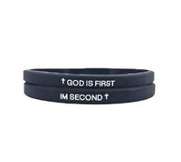 GIKILEE Bracelet chrétien en caoutchouc avec croix « God Is First IM Second » religieux avec versets de la Bible pour homme et femme Cadeau d'encouragement, 0.1, Acrylique, Pas de gemme