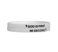 GIKILEE Bracelet chrétien en caoutchouc avec croix « God Is First IM Second » religieux avec versets de la Bible pour homme et femme Cadeau d'encouragement, 0.1, Acrylique, Pas de gemme