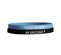 GIKILEE Bracelet chrétien en caoutchouc avec croix « God Is First IM Second » religieux avec versets de la Bible pour homme et femme Cadeau d'encouragement, 0.1, Acrylique, Pas de gemme