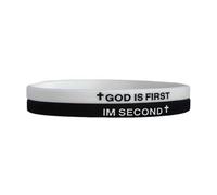 GIKILEE Bracelet chrétien en caoutchouc avec croix « God Is First IM Second » religieux avec versets de la Bible pour homme et femme Cadeau d'encouragement, 0.1, Acrylique, Pas de gemme